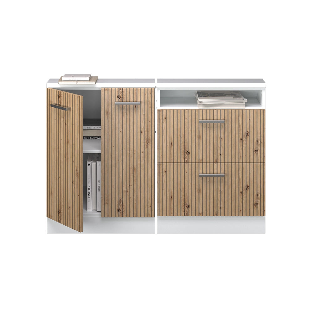 Set di mobili sottotetto Rion Rovere artigianale/Bianco Set di 2 Vicco