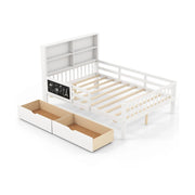 Struttura letto completa con libreria e 2 cassetti 203 x 104,5 x 120 cm solida e sicura legno bianco 20_0010972