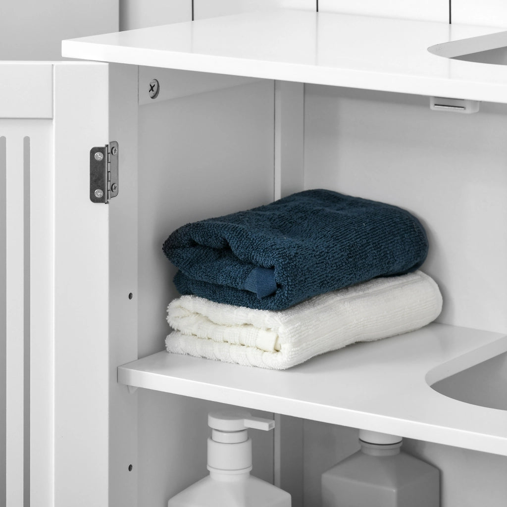 Mobile Sottolavabo Bagno in Legno con 2 Ante Ventilate e Ripiano Regolabile ¨C zephmum ¨C Bianco 60x30x60 cm
