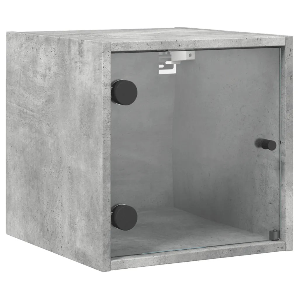 Comodino con Anta in Vetro Grigio Cemento 35x37x35 cm 836468