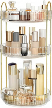Organizzatore di trucco a tre livelli – Transparente organizzatore per skincare, profumo e trucco – Scaffale per capelli e contenitore per bagno