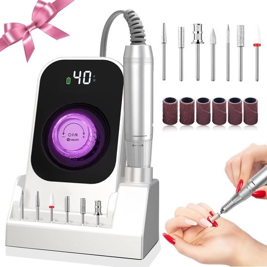 40.000 giri/min professionale tagliaunghie per gel - tagliaunghie elettrico caricabile - set di manicure con 7 frese per unghie - per uso in casa e in salone