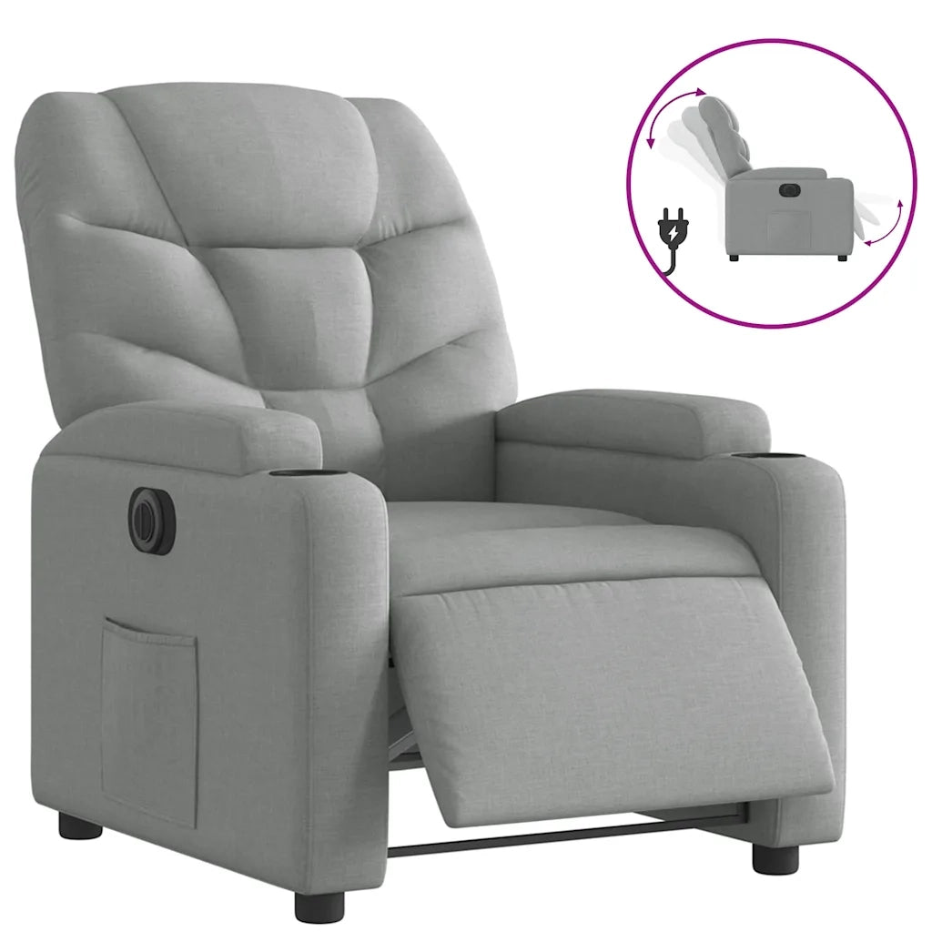 Poltrona Elettrica Reclinabile Grigio Chiaro in Tessuto 3204572