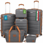 Set 6 Pezzi Valigie Rigide Family in ABS Beauty Case Grigio e Marrone 55/66/75cm