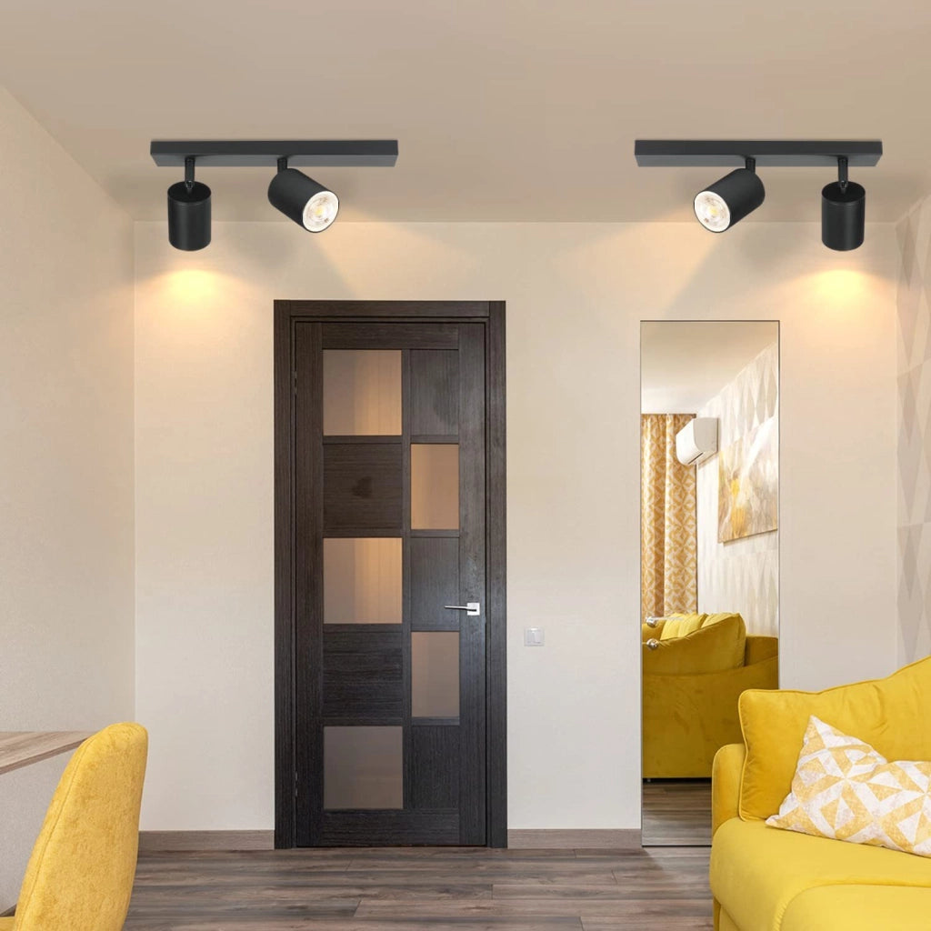 ZMH Faretto da soffitto neri 2 luci GU10 max 25W rotativi 350° industriali anche parete per corridoio salotto
