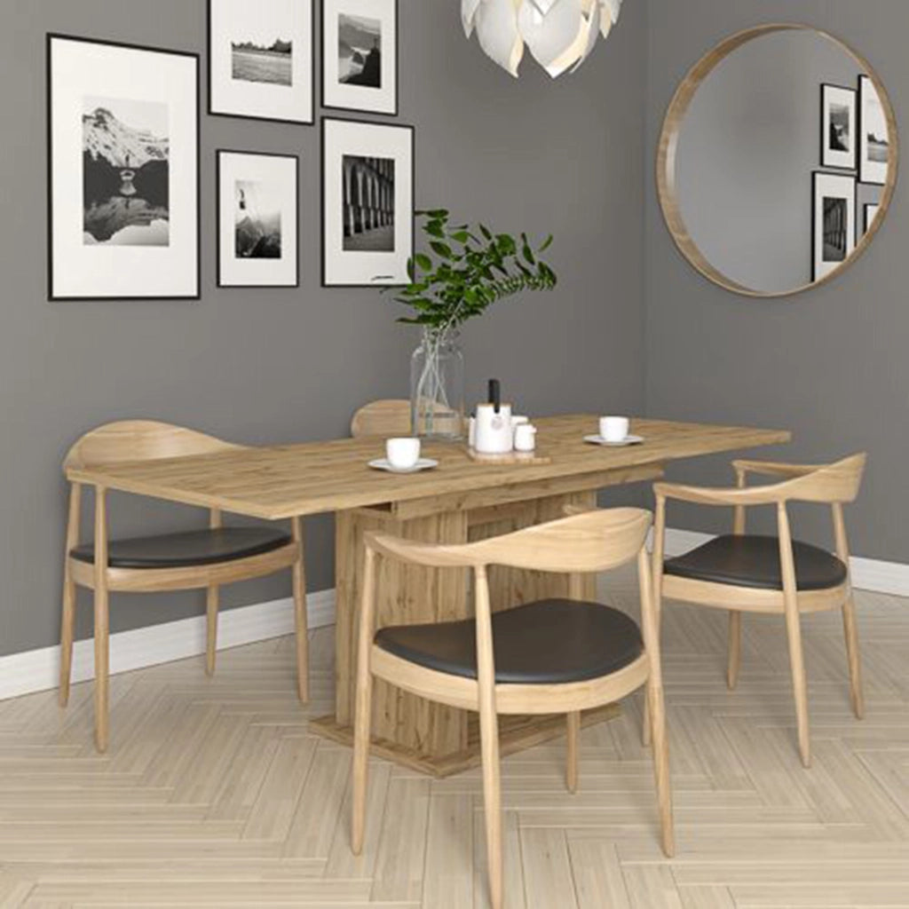 Lisato, Tavolo Fisso 6 Posti, 150x90x77h cm Marrone Rovere Nodi