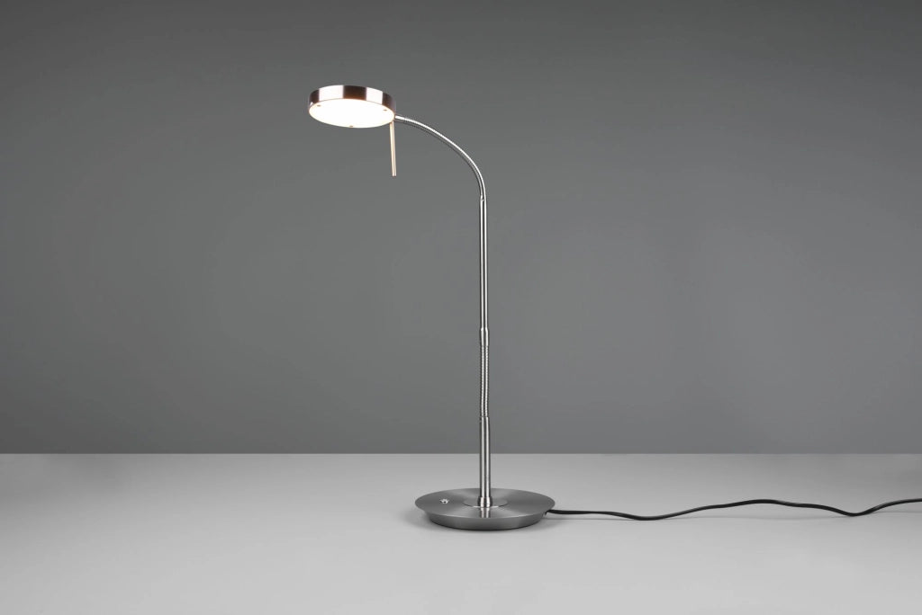 MONZA LAMPADA DA STUDIO LED 12W 1400lm, 2300+3000+4000K CON 2 SNODI FLESSIBILI ACCIAIO E CROMO DIMMERABILE H.57CM