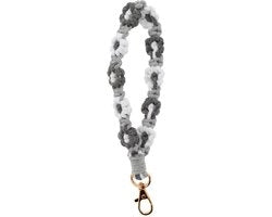 Maniglia a macramé stile bohemien - Maniglia a catena con disegno floreale - Maniglia a polso - Manuale - Sostenibile - Filo di cotone con disegno floreale - Corda di chiusura