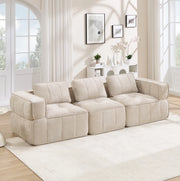 Divano modulare 3 posti 271x93x67 cm in tessuto di poliestere beige