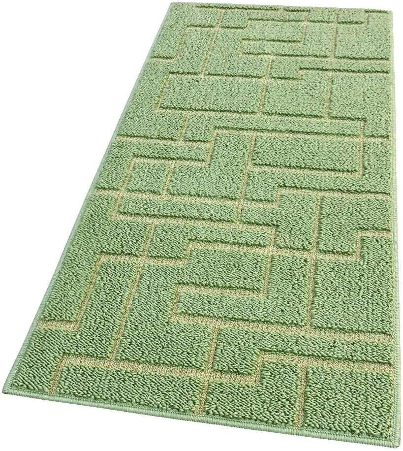 Tappeto Casa Cucina 3D 50x145 Cm Design Geometrico Moderno Assorbente Antiscivolo Verde