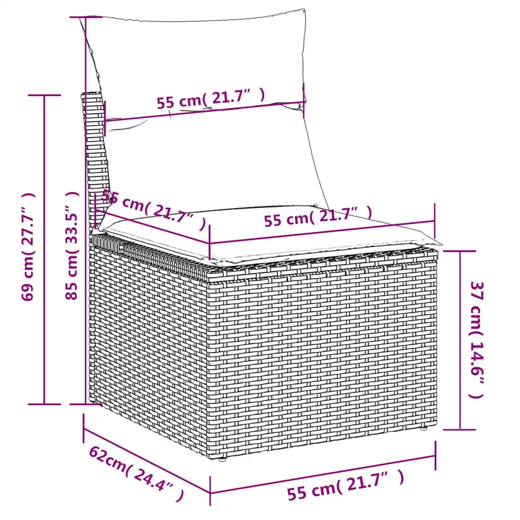 Set Divani da Giardino 8 pz con Cuscini Grigio in Polyrattan 3226047
