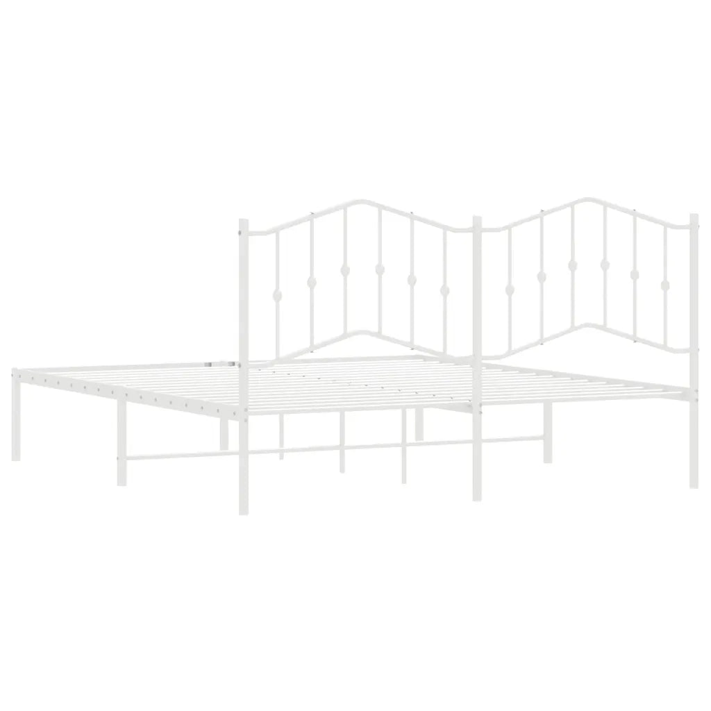 Letto matrimoniale | Letto per adulti | Giroletto con Testiera Metallo Bianco 180x200 cm