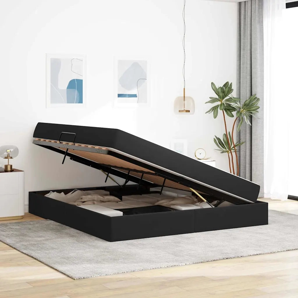 Letto con contenitore e materasso Nero 160 x 200 cm Velluto