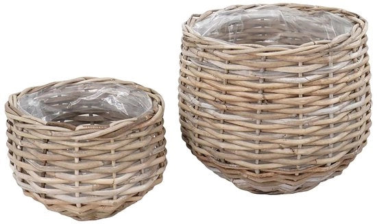 Set di contenitori - contenitori di stoccaggio - cestini tessuti - aspetto rustico - rattan kubu - Ø38cm x 34 cm