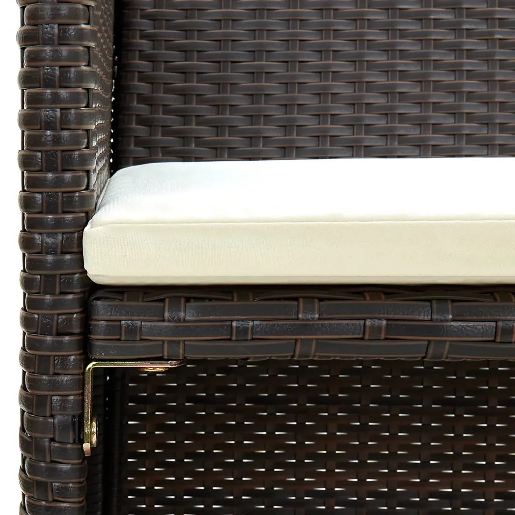 Set Divani da Giardino 4 pz con Cuscini in Polyrattan Marrone 43908