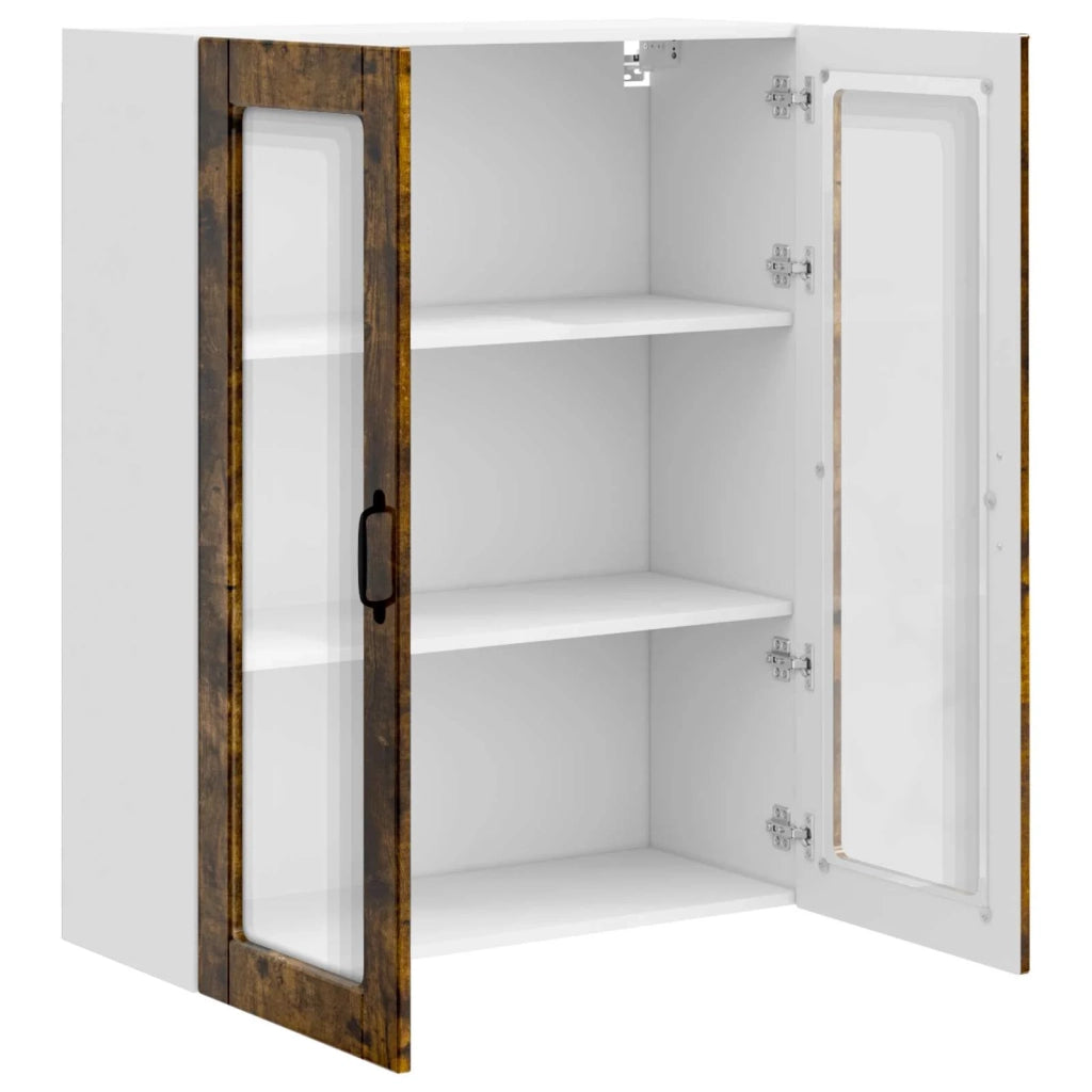 Pensile da cucina | Mobile in vetro da parete PORTO Rovere fum¨¦ 80 x 31 x 100 cm