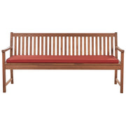 Panca da giardino 3 posti con doghe classiche certificate in legno d'acacia e cuscino rosso mattone 180 cm design elegante impermeabile