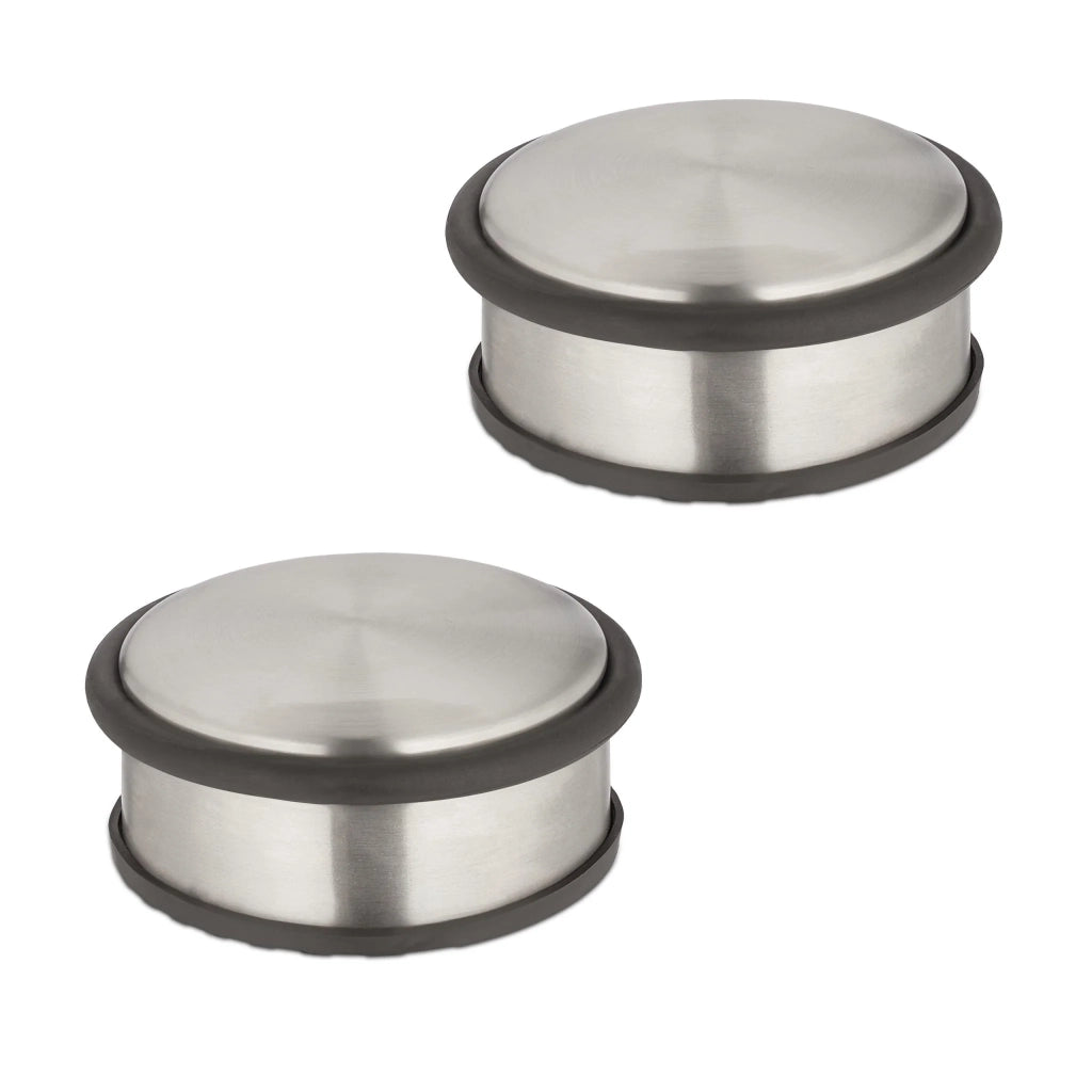 Set di 2 pratici fermaporte da interno 10 x 8 x 5 cm in acciaio grigio 13_0012808