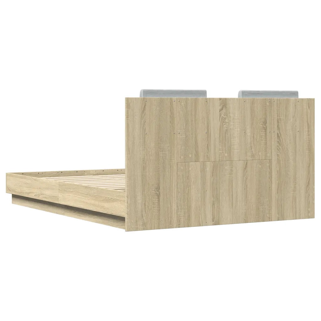 Giroletto con Testiera e LED Rovere Sonoma 135x190 cm 3210047
