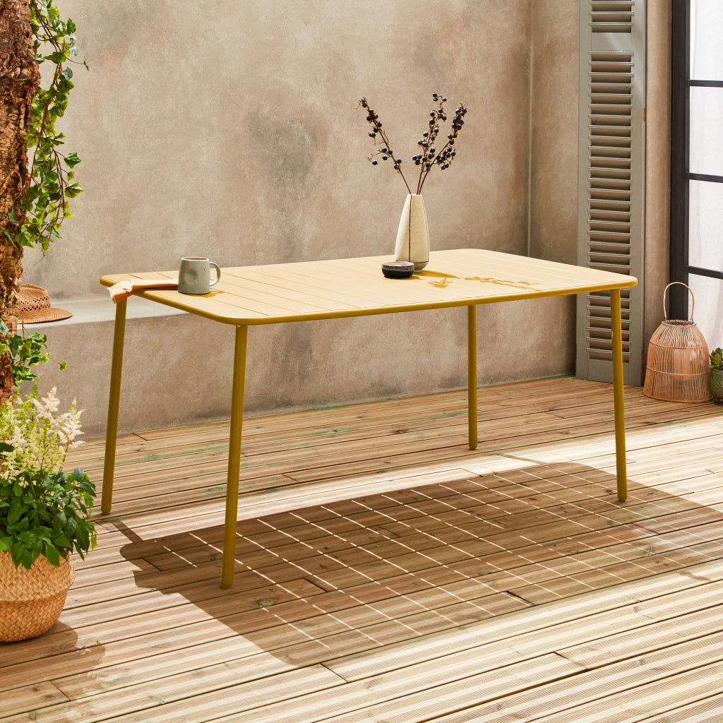 Tavolo da giardino in metallo 6-8 posti, 160cm, ocra