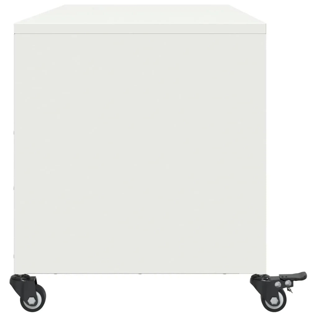 Mobile TV multimediale mensola TV credenza TV per sala da pranzo soggiorno camera da letto 100,5 x 39 x 43,5 cm acciaio bianco 02_0025537