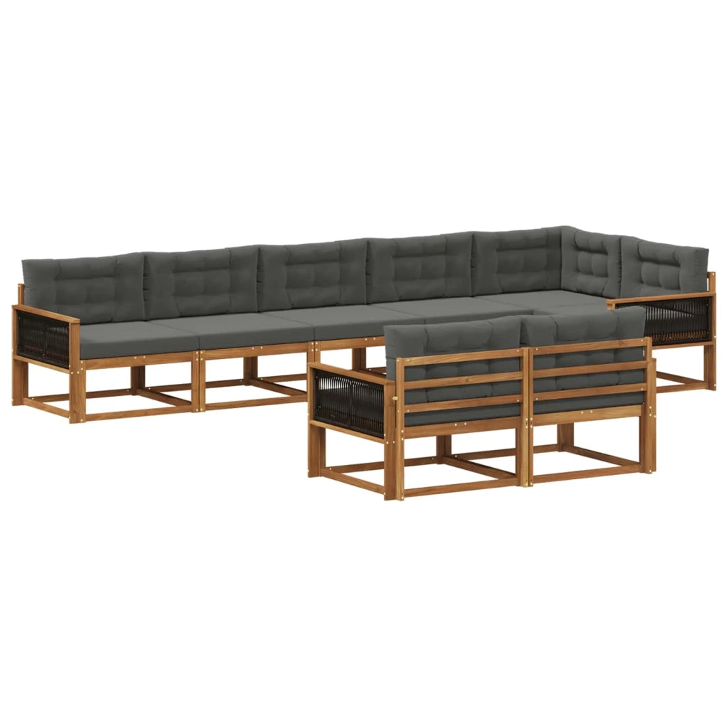 Set di divani da esterno con cuscino 8 pcs Naturale e Antracite 3382665
