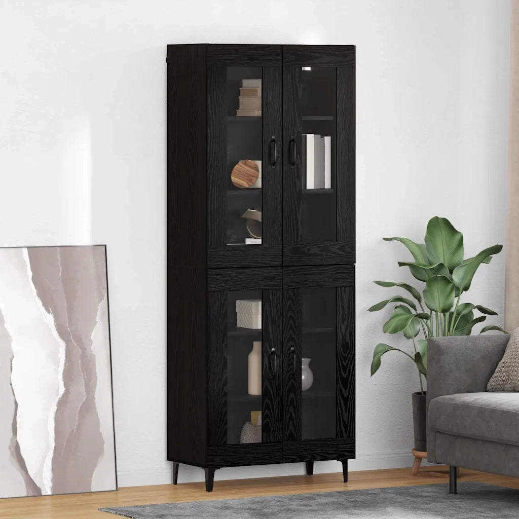 Credenza | Madia | Buffet da pranzo | Armadio da pranzo Rovere Nero 69,5 x 34 x 180 cm Legno multistrato