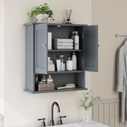 Armadietto da bagno pensile in MDF grigio chiaro con ripiani interni regolabili, mobile salvaspazio da parete