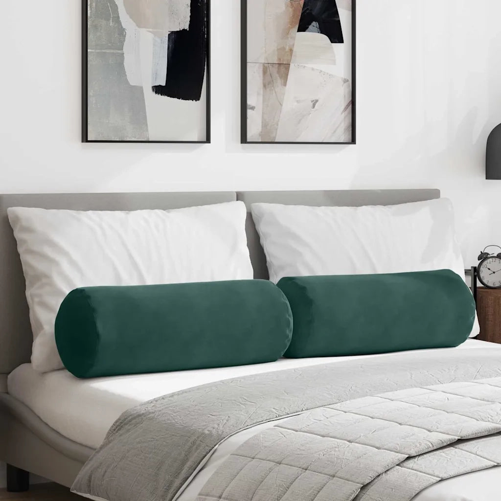Cuscini a rullo 2 pz | Cuscini per sedie Verde Scuro ? 25 x 70 cm Tessuto in Cords