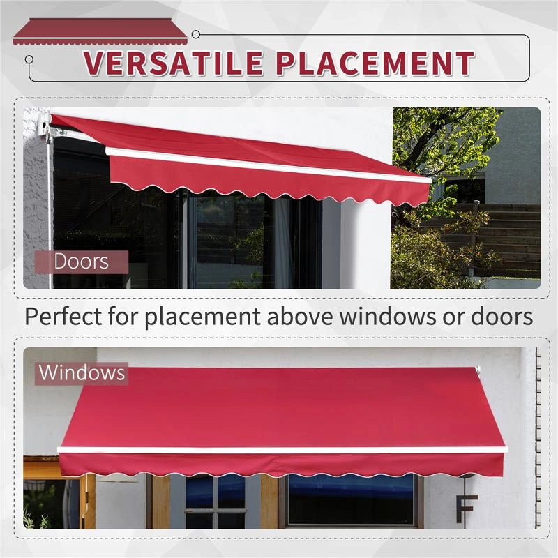 TENDA DA SOLE A MANOVELLA CON COPERTURA IMPERMEABILE 400 X 250 CM COLORE ROSSO