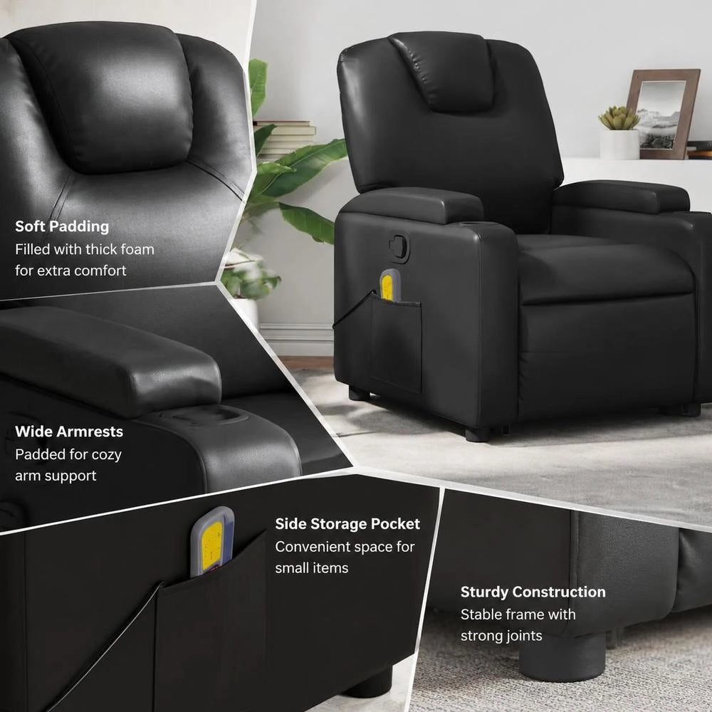 Black Faux Leather Massage Chair