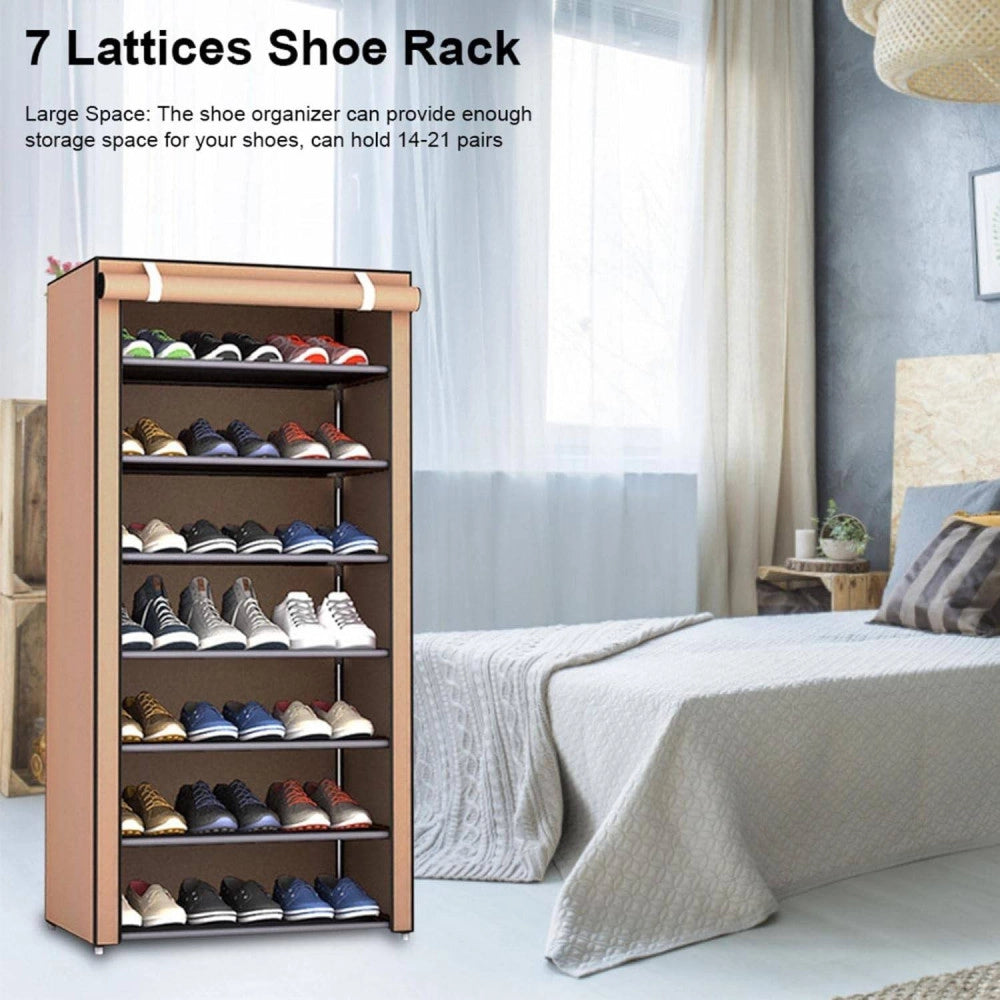 Trade Shop - Scarpiera Armadio Salvaspazio 60x30x122cm Scarpe Rivestimento Tessuto Chiusura -