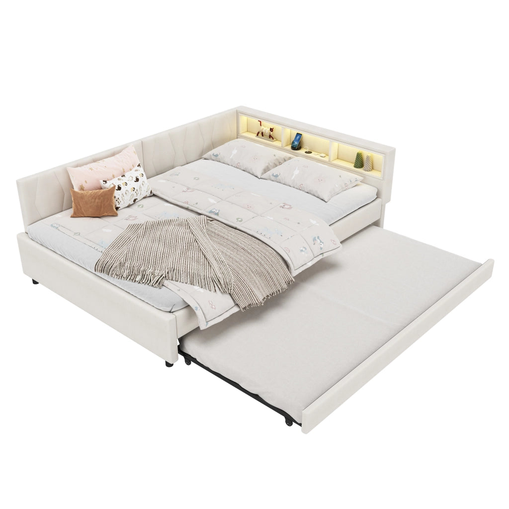 Letto giorno funzionale in lino 140x200 cm