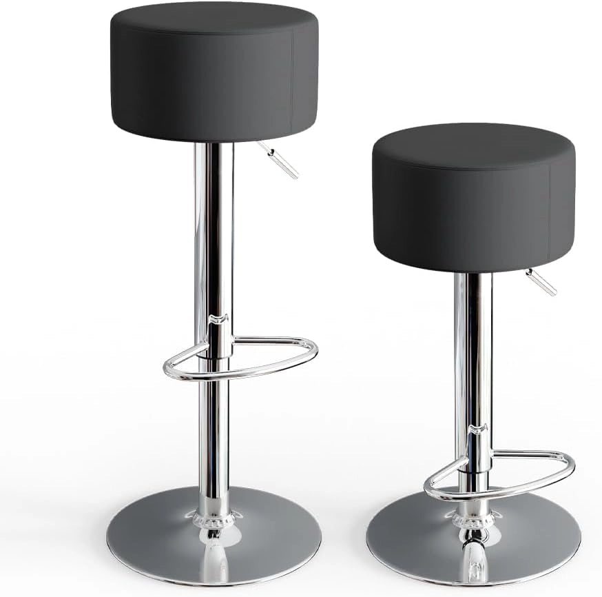 Set di 2 sgabelli da bar, Nero, 33 x 92 cm 2 parti, con poggiapiedi e seduta regolabile in altezza
