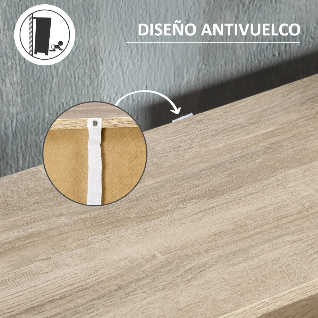 Armadio porta scarpe con cassetti e ripiano ¨C zephmum ¨C 80x25,5x112,5 cm bianco e naturale