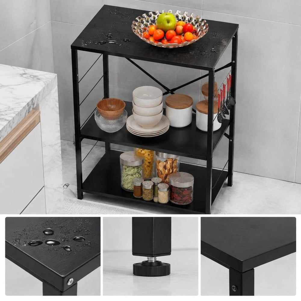Microwave Shelf, Black, 60x39.6x79.5 Cm, Wood-based Material
