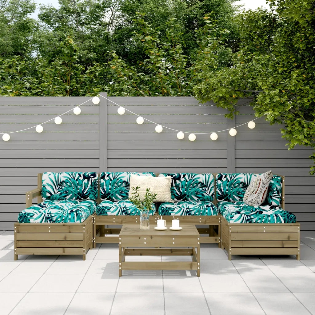 Set Divani da Giardino 7 pz in Legno Impregnato di Pino