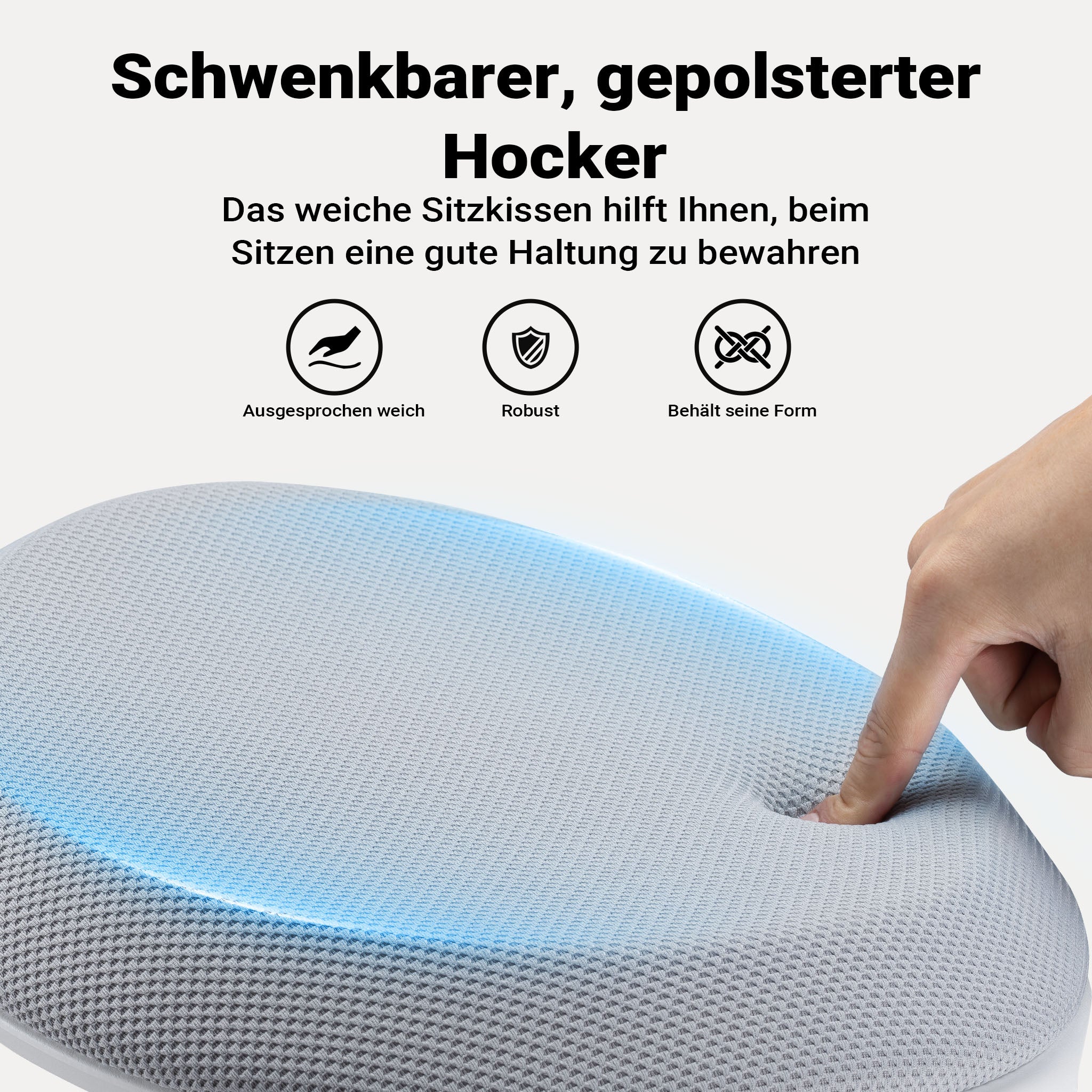 Sgabello sit stand grigio, sgabello girevole regolabile in altezza fino a 70 cm, max 100 kg, sgabello ergonomico per casa, ufficio, officina