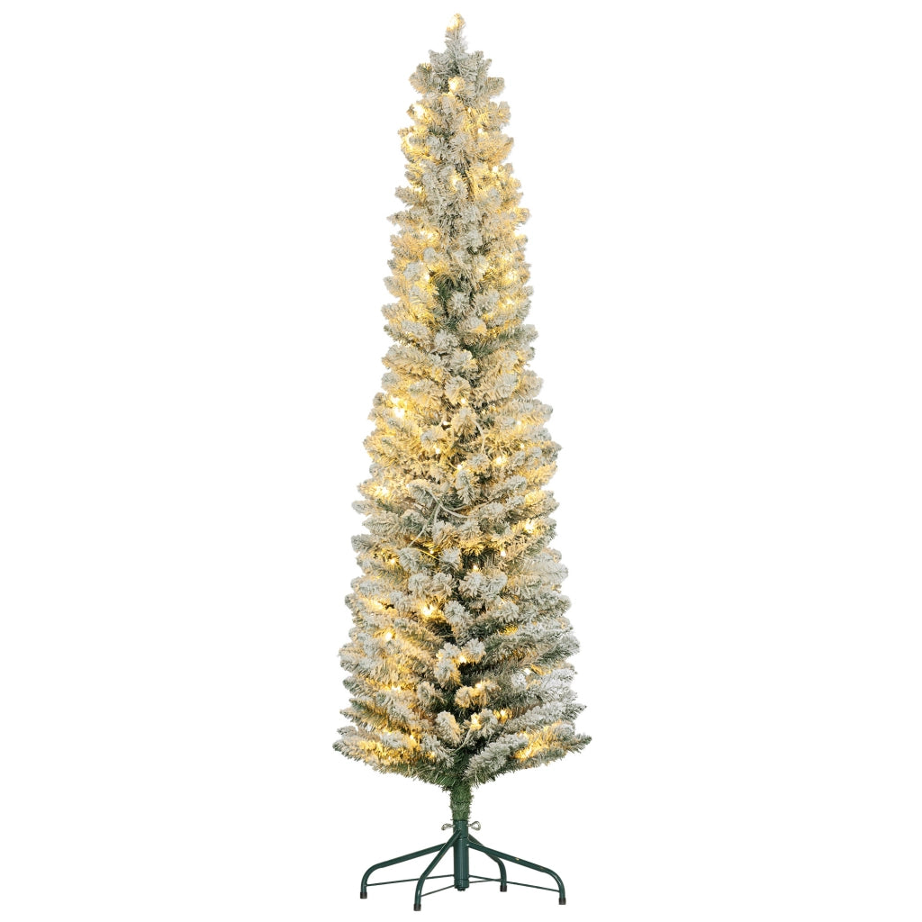 Albero di Natale Artificiale ¨C zephmum ¨C Bianco Verde 180 cm 150 Luci LED
