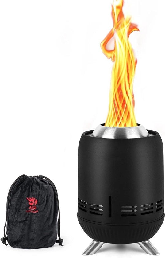 Focolare portatile da tavolo da 23 cm - Stufa mini esterna a bassa emissione di fumo alimentata a pellet o legna per campeggio, patio e giardino
