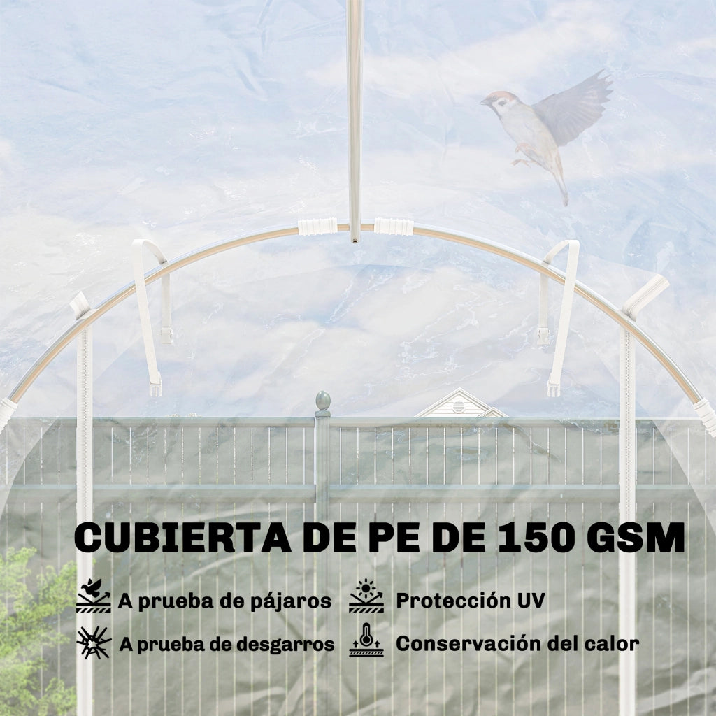 Serra Tunnel 3x2x2 m ¨C zephmum ¨C 2 Porte Arrotolabili, Struttura Acciaio, Copertura PE Anti-UV