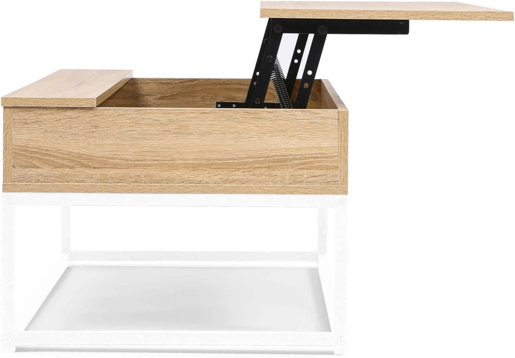 Tavolino DETROIT de design industriale legno e metallo bianco