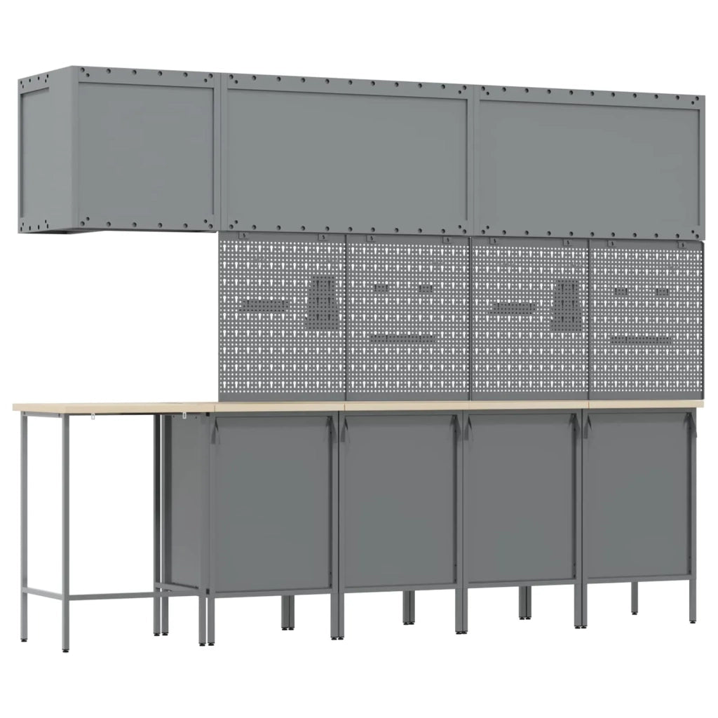 Set di mobili da lavoro con cassetto 12 pcs Rosso e Grigio 3321511