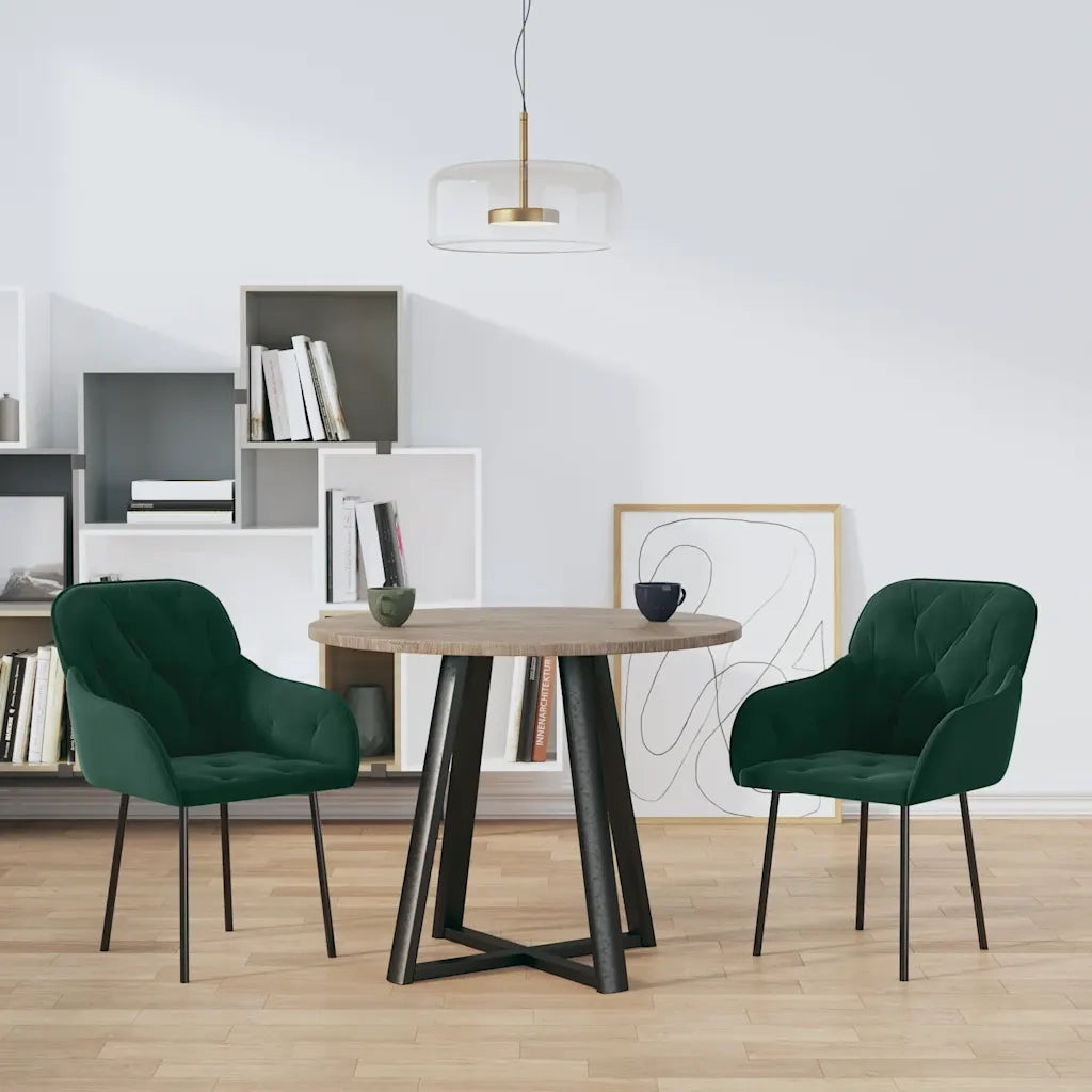 Sedie da Pranzo 2 pz | Sedie da cucina Verde Scuro in Velluto