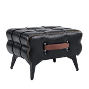 Pouf d'appoggio 43x33x30 cm in similpelle nera， poggiapiedi per ingresso e camera