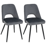 Set di 2 sedie da pranzo, Sedia Imbottita con cuscino in spugna in metallo Grigio-Sgabelli da bar
