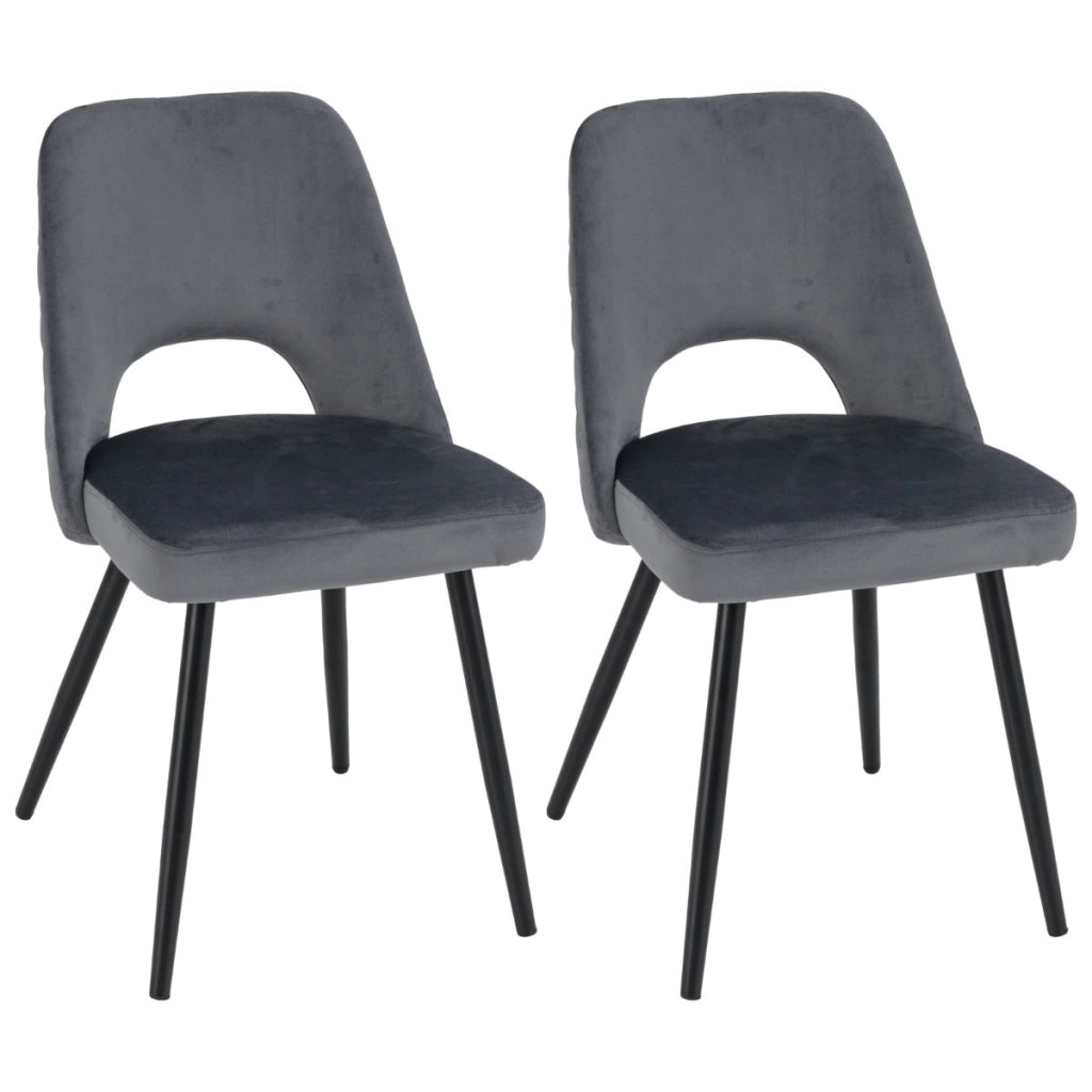 Set di 2 sedie da pranzo, Sedia Imbottita con cuscino in spugna in metallo Grigio-Sgabelli da bar
