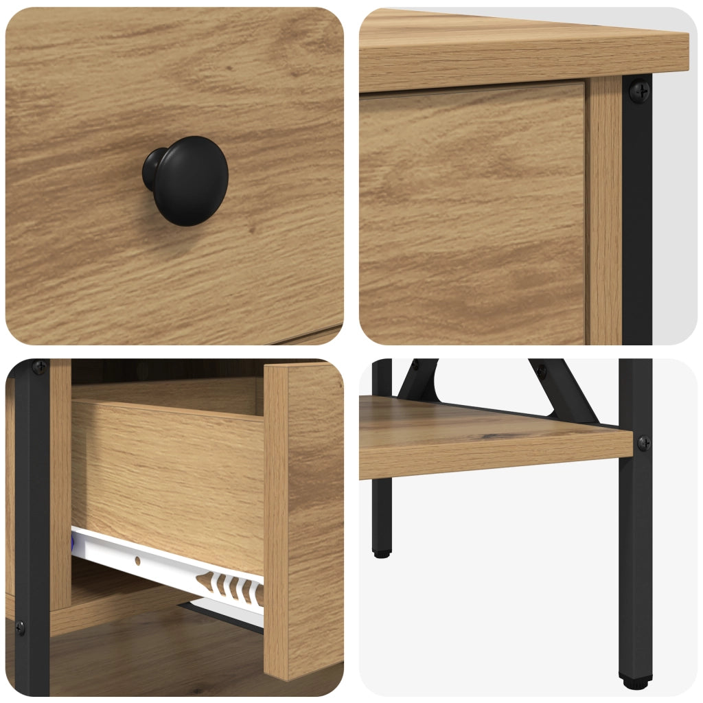Comodini 2 pz in rovere artigianale 40x42x45 cm legno ingegnerizzato