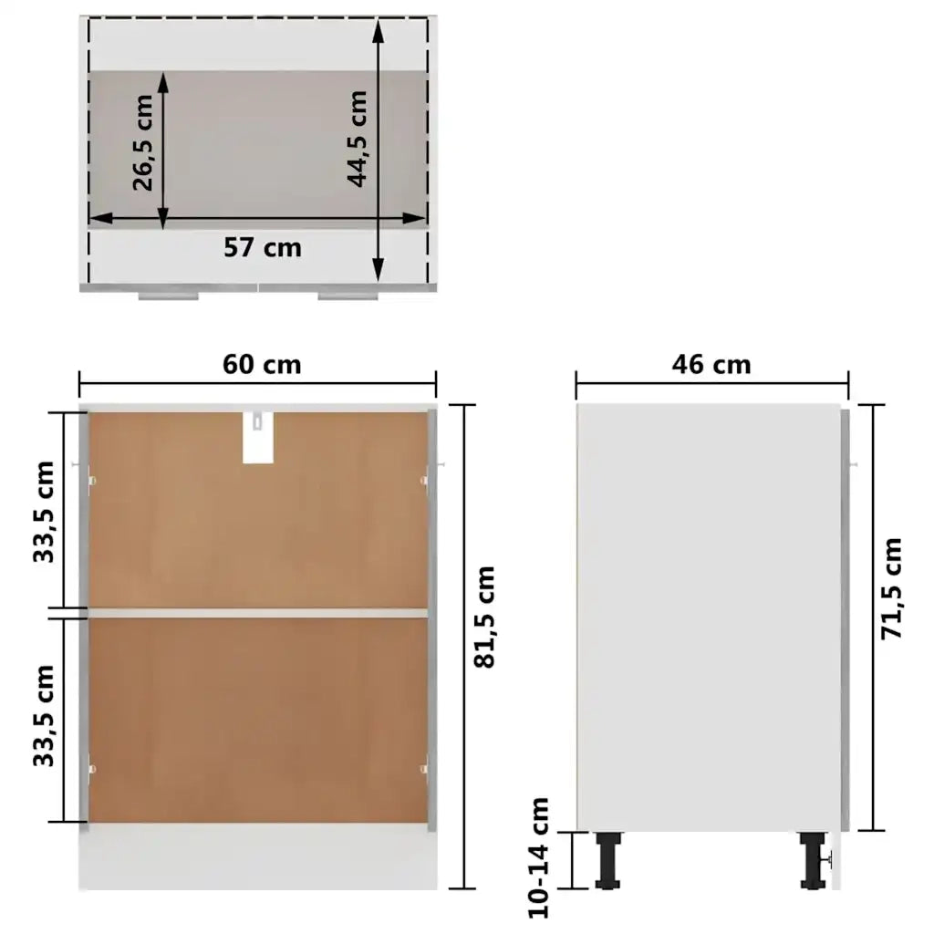 Armadio Inferiore “Lyon” Grigio Cemento 60x46x81,5cm 801192
