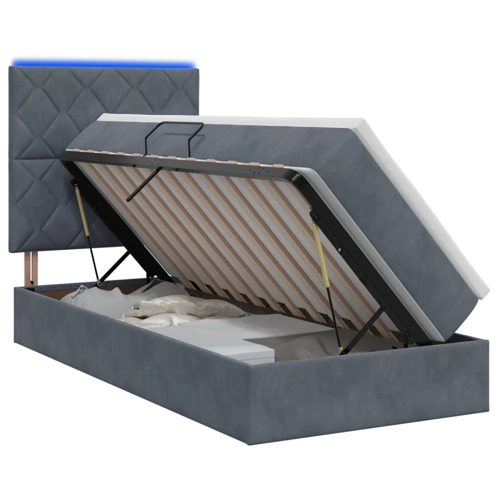 Letto con contenitore LED e materasso Grigio Scuro 100 x 200 cm 3460171